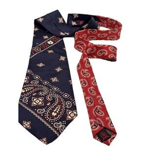Men's Tommy Hilfiger 100% Silk Tie Hankerchief Style Blue Red‎ White